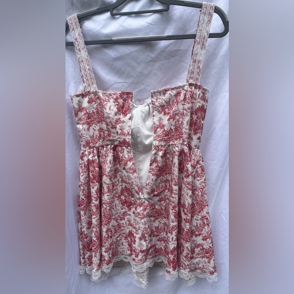 *SOLD* NWT | Women’s BooHoo Red Porcelain Strappy Milkmaid Mini Dress | Size 8 - Picture 10 of 13
